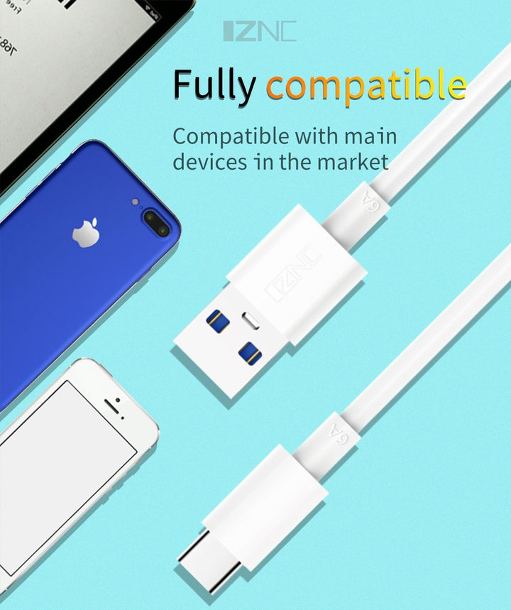 6A Super Fast Charging Cable USB Apple / Type-C - Latest Living