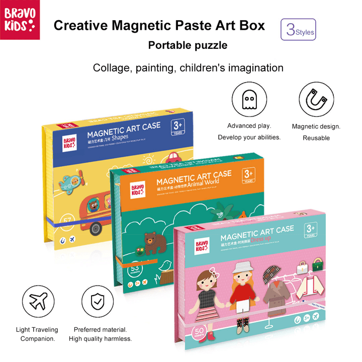 Bravokids Creative magnetic paste art box Animal World Theme - Latest Living